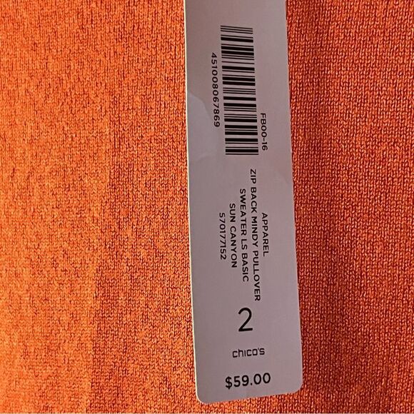 Chico’s Orange Rayon Long Sleeve Top NWT - Picture 3 of 8